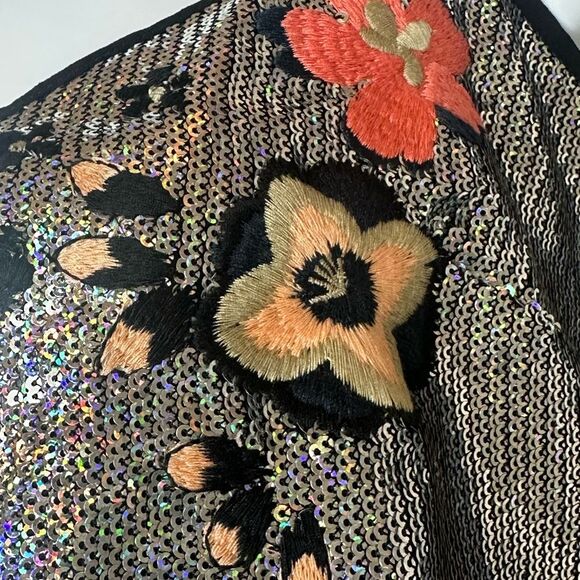 Glamorous Sequin Stitched Floral Embellished Women's Top Size M - Picture 7 of 10